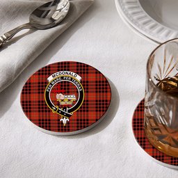 ScotsTee Shop Scottish McDonald of Ardnamurchan Ancient Crest Tartan Drinks Coasters – Wood, Rubber, Ceramic
