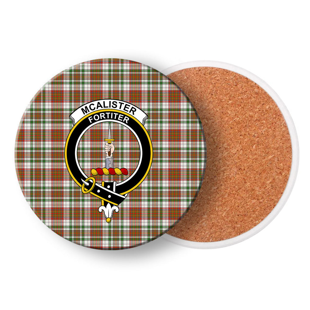 ScotsTee Shop Scottish McAlister Dress Ancient Crest Tartan Drinks Coasters – Wood, Rubber, Ceramic