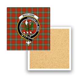ScotsTee Shop Scottish MacLaine of Loch Buie Ancient Crest Tartan Drinks Coasters – Wood, Rubber, Ceramic