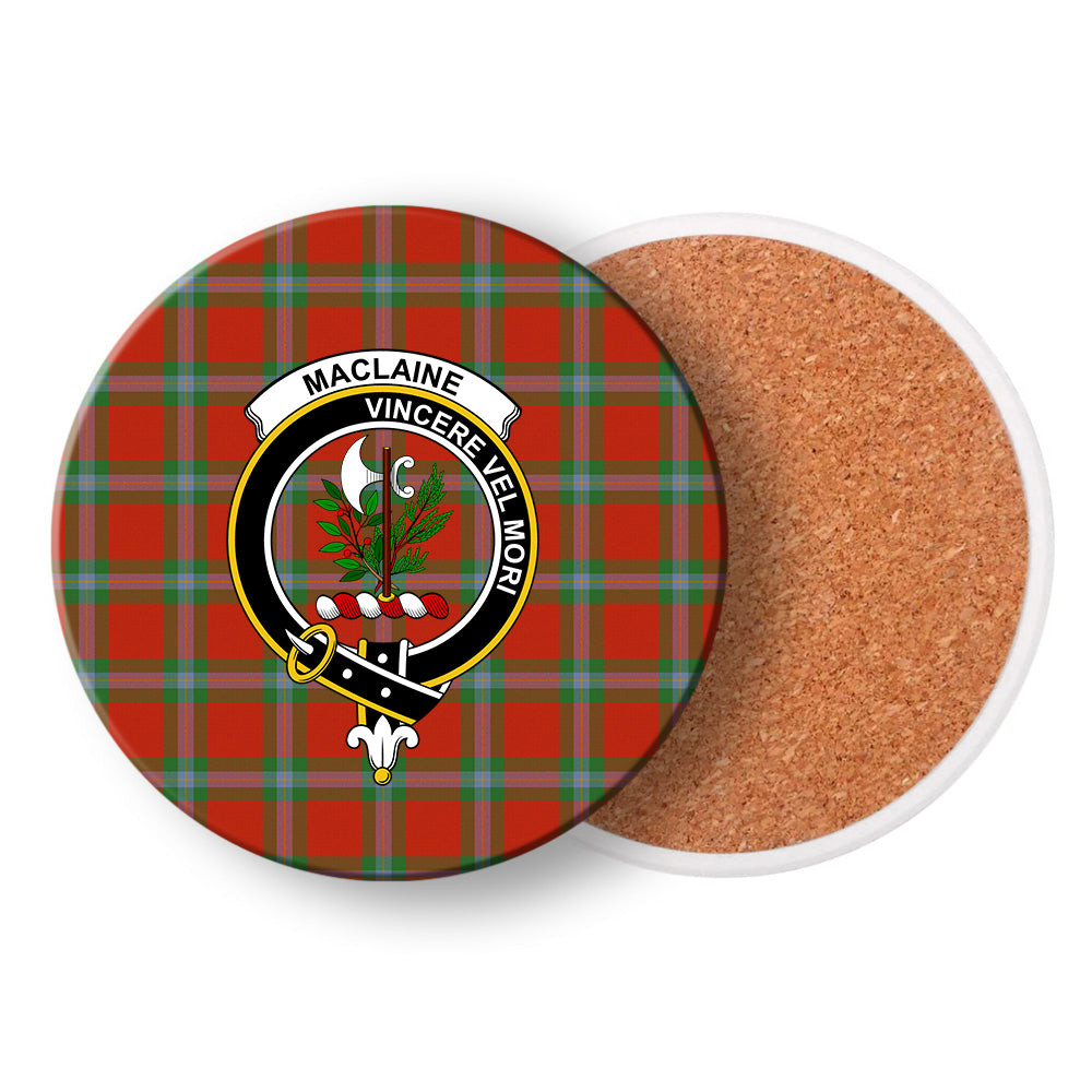 ScotsTee Shop Scottish MacLaine of Loch Buie Ancient Crest Tartan Drinks Coasters – Wood, Rubber, Ceramic