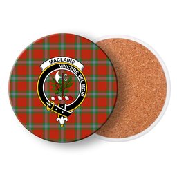 ScotsTee Shop Scottish MacLaine of Loch Buie Ancient Crest Tartan Drinks Coasters – Wood, Rubber, Ceramic