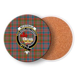 ScotsTee Shop Scottish McDonald of Boisdale Ancient Crest Tartan Drinks Coasters – Wood, Rubber, Ceramic