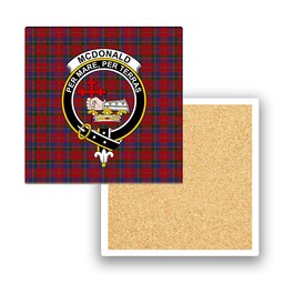 ScotsTee Shop Scottish McDonald of Glenaladale Crest Tartan Drinks Coasters – Wood, Rubber, Ceramic