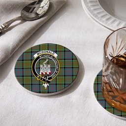 ScotsTee Shop Scottish McDonald of Clan Ranald Ancient Crest Tartan Drinks Coasters – Wood, Rubber, Ceramic