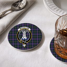 ScotsTee Shop Scottish McCallum of Berwick Modern Crest Tartan Drinks Coasters – Wood, Rubber, Ceramic