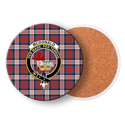 ScotsTee Shop Scottish McDonald Dress Irish Ancient Crest Tartan Drinks Coasters – Wood, Rubber, Ceramic