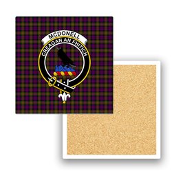 ScotsTee Shop Scottish McDonell Of Glengarry Modern Crest Tartan Drinks Coasters – Wood, Rubber, Ceramic