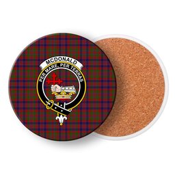 ScotsTee Shop Scottish McDonald of Boisdale Crest Tartan Drinks Coasters – Wood, Rubber, Ceramic