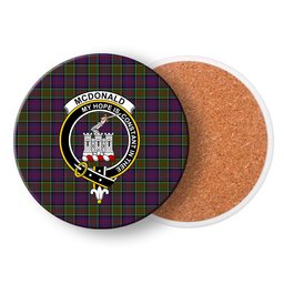 ScotsTee Shop Scottish McDonald of Clan Ranald Modern Crest Tartan Drinks Coasters – Wood, Rubber, Ceramic