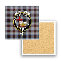 ScotsTee Shop Scottish McDonald Dress Ancient Crest Tartan Drinks Coasters – Wood, Rubber, Ceramic