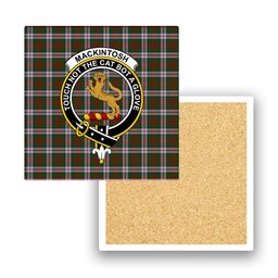 ScotsTee Shop Scottish MacKintosh Dress Scott Adie Crest Tartan Drinks Coasters – Wood, Rubber, Ceramic