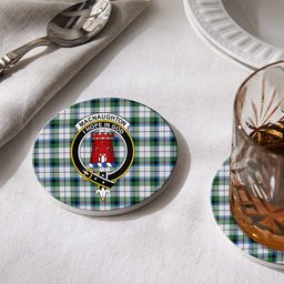 ScotsTee Shop Scottish MacNaughton Dress Ancient Crest Tartan Drinks Coasters – Wood, Rubber, Ceramic