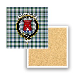 ScotsTee Shop Scottish MacNaughton Dress Ancient Crest Tartan Drinks Coasters – Wood, Rubber, Ceramic