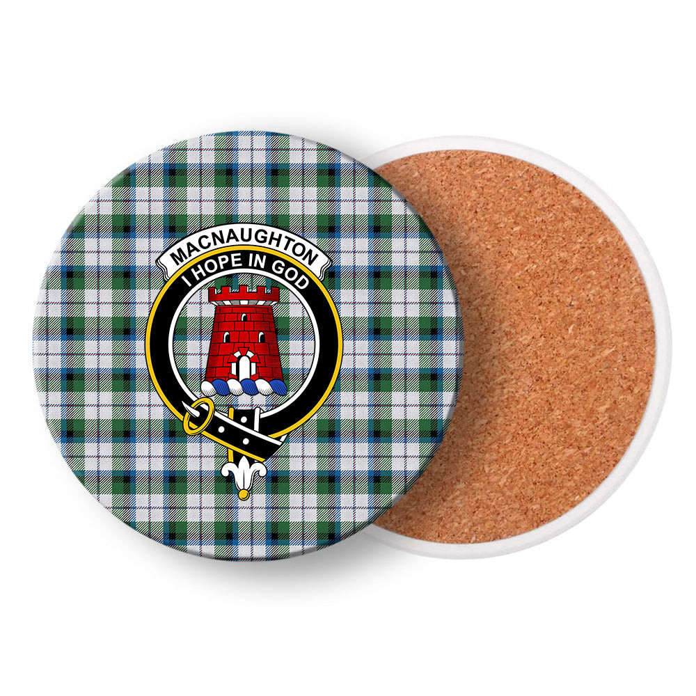ScotsTee Shop Scottish MacNaughton Dress Ancient Crest Tartan Drinks Coasters – Wood, Rubber, Ceramic