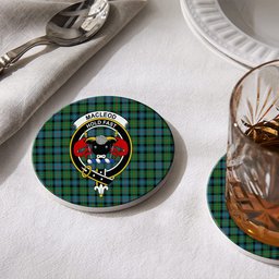 ScotsTee Shop Scottish MacLeod of Skye Ancient Crest Tartan Drinks Coasters – Wood, Rubber, Ceramic