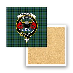 ScotsTee Shop Scottish MacLeod of Skye Ancient Crest Tartan Drinks Coasters – Wood, Rubber, Ceramic