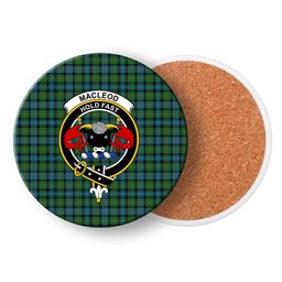 ScotsTee Shop Scottish MacLeod of Skye Ancient Crest Tartan Drinks Coasters – Wood, Rubber, Ceramic
