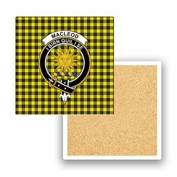 ScotsTee Shop Scottish MacLeod of Lewis Modern Crest Tartan Drinks Coasters – Wood, Rubber, Ceramic