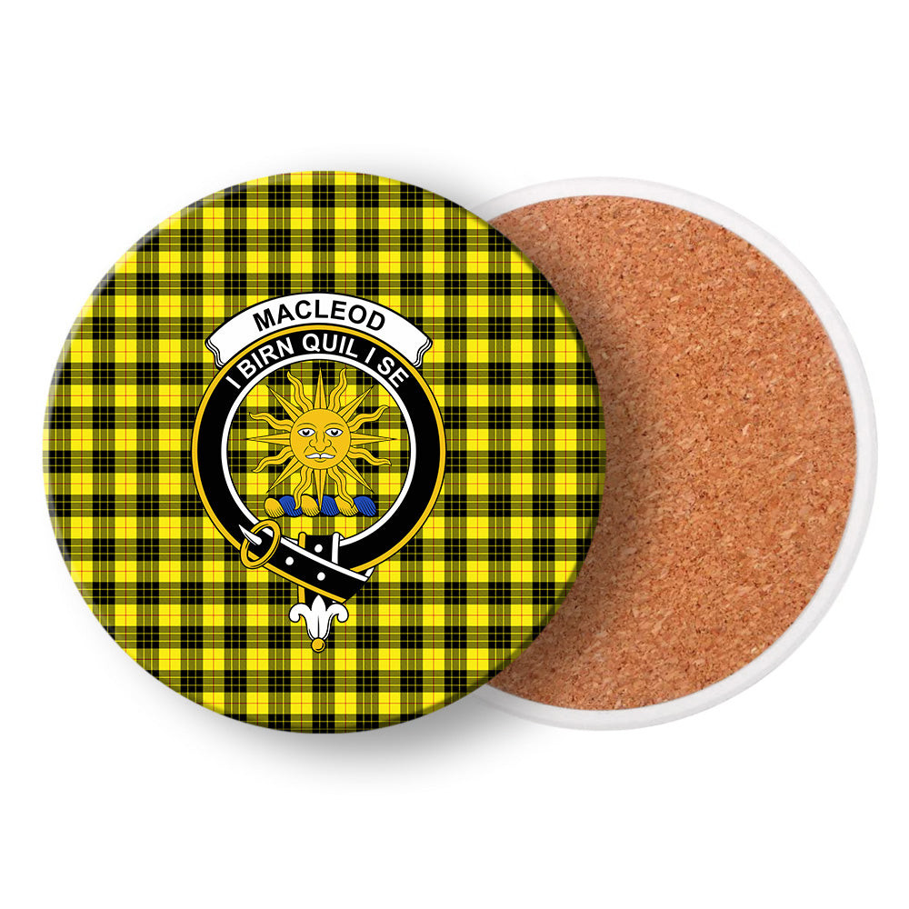ScotsTee Shop Scottish MacLeod of Lewis Modern Crest Tartan Drinks Coasters – Wood, Rubber, Ceramic