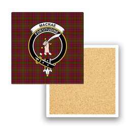 ScotsTee Shop Scottish MacRae The Prince_s Own Crest Tartan Drinks Coasters – Wood, Rubber, Ceramic