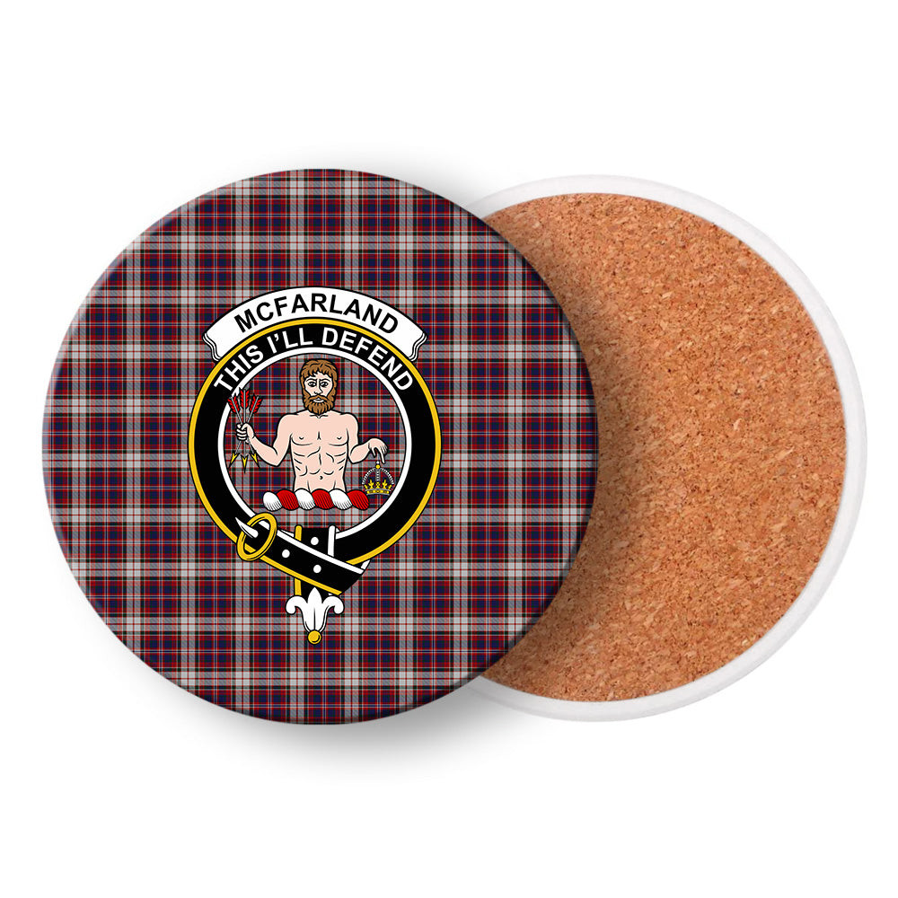 ScotsTee Shop Scottish McFarland Dress Crest Tartan Drinks Coasters – Wood, Rubber, Ceramic