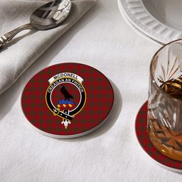 ScotsTee Shop Scottish McDonell of Keppoch Crest Tartan Drinks Coasters – Wood, Rubber, Ceramic