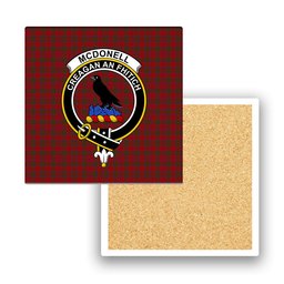 ScotsTee Shop Scottish McDonell of Keppoch Crest Tartan Drinks Coasters – Wood, Rubber, Ceramic