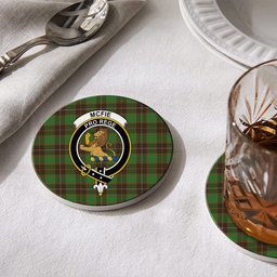 ScotsTee Shop Scottish McFie Hunting Ancient Crest Tartan Drinks Coasters – Wood, Rubber, Ceramic