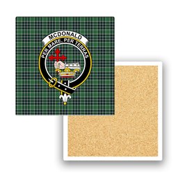 ScotsTee Shop Scottish McDonald Lord of the Isles Hunting Modern Crest Tartan Drinks Coasters – Wood, Rubber, Ceramic