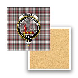 ScotsTee Shop Scottish McBean Dress Modern Crest Tartan Drinks Coasters – Wood, Rubber, Ceramic