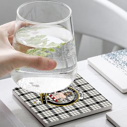 ScotsTee Shop Scottish McFarland Black White Modern Crest Tartan Drinks Coasters – Wood, Rubber, Ceramic