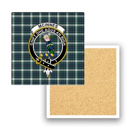 ScotsTee Shop Scottish McInnes Dress Modern Crest Tartan Drinks Coasters – Wood, Rubber, Ceramic