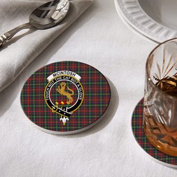 ScotsTee Shop Scottish McIntosh Hunting Modern Crest Tartan Drinks Coasters – Wood, Rubber, Ceramic