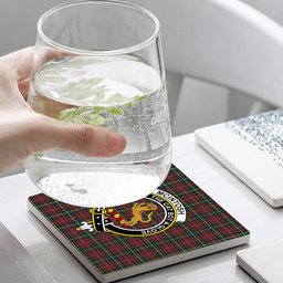 ScotsTee Shop Scottish McIntosh Hunting Modern Crest Tartan Drinks Coasters – Wood, Rubber, Ceramic