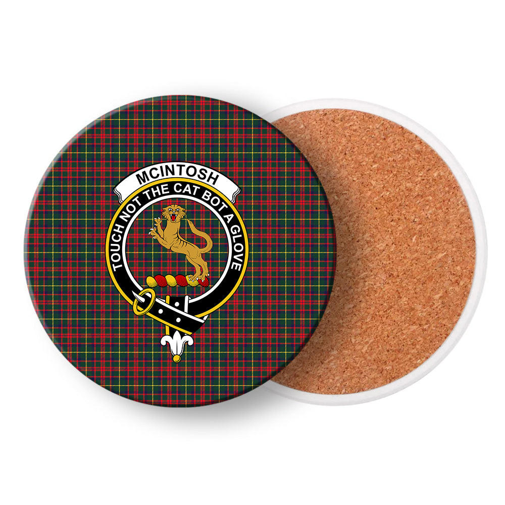 ScotsTee Shop Scottish McIntosh Hunting Modern Crest Tartan Drinks Coasters – Wood, Rubber, Ceramic