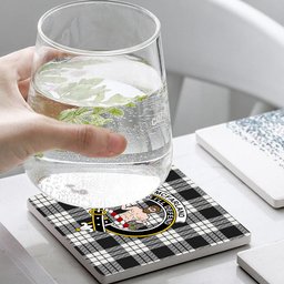 ScotsTee Shop Scottish McFarland Black White Crest Tartan Drinks Coasters – Wood, Rubber, Ceramic