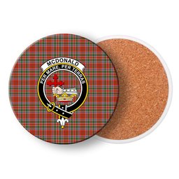 ScotsTee Shop Scottish McDonald of Lochmaddy Ancient Crest Tartan Drinks Coasters – Wood, Rubber, Ceramic