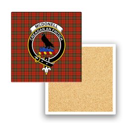 ScotsTee Shop Scottish McDonell of Keppoch Ancient Crest Tartan Drinks Coasters – Wood, Rubber, Ceramic