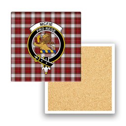 ScotsTee Shop Scottish McFie Dress Ancient Crest Tartan Drinks Coasters – Wood, Rubber, Ceramic