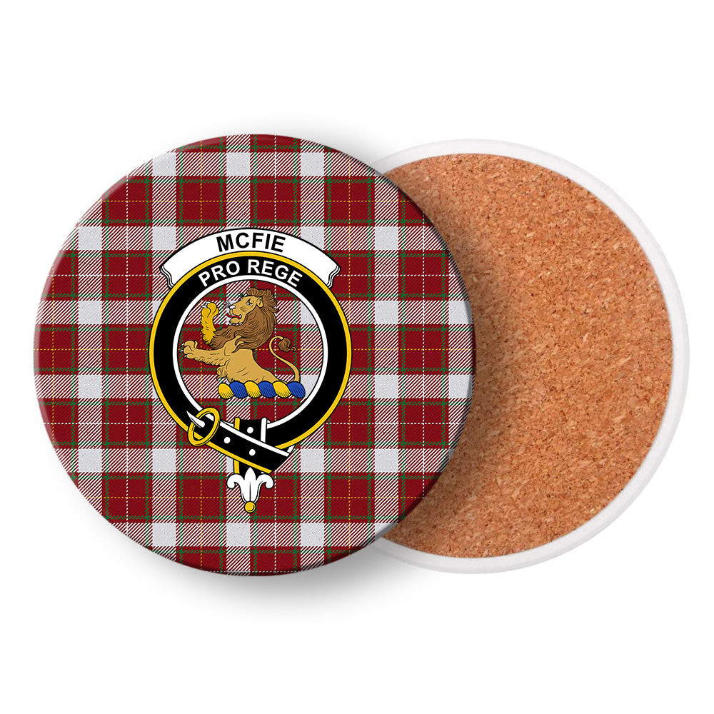 ScotsTee Shop Scottish McFie Dress Ancient Crest Tartan Drinks Coasters – Wood, Rubber, Ceramic