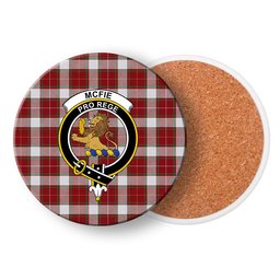 ScotsTee Shop Scottish McFie Dress Ancient Crest Tartan Drinks Coasters – Wood, Rubber, Ceramic