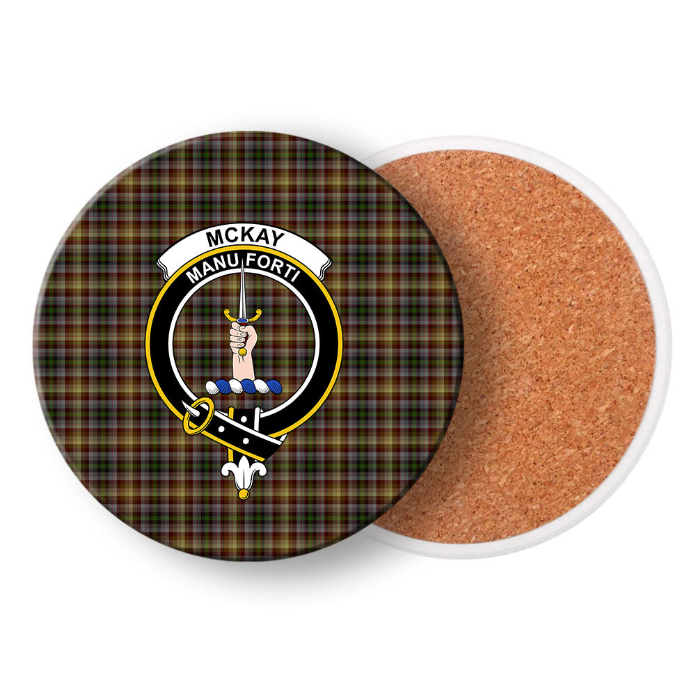 ScotsTee Shop Scottish McKay of Strathnaver Crest Tartan Drinks Coasters – Wood, Rubber, Ceramic