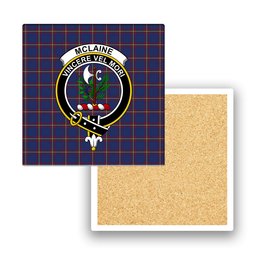 ScotsTee Shop Scottish McLaine of Lochbuie Crest Tartan Drinks Coasters – Wood, Rubber, Ceramic