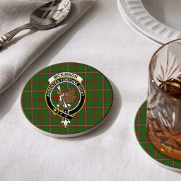 ScotsTee Shop Scottish McKinnon Hunting Modern Crest Tartan Drinks Coasters – Wood, Rubber, Ceramic