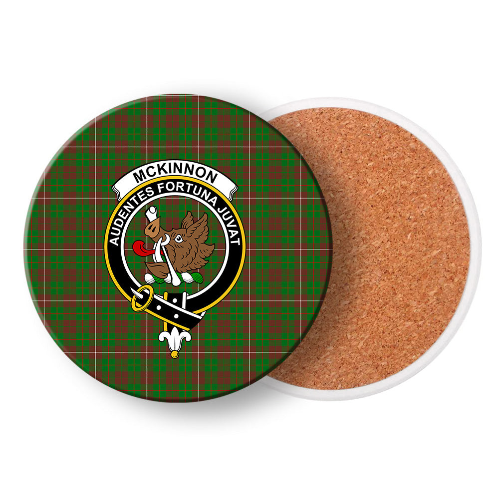 ScotsTee Shop Scottish McKinnon Hunting Modern Crest Tartan Drinks Coasters – Wood, Rubber, Ceramic