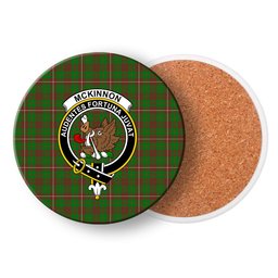 ScotsTee Shop Scottish McKinnon Hunting Modern Crest Tartan Drinks Coasters – Wood, Rubber, Ceramic