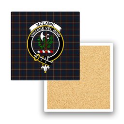 ScotsTee Shop Scottish McLaine of Lochbuie Hunting Crest Tartan Drinks Coasters – Wood, Rubber, Ceramic