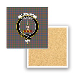 ScotsTee Shop Scottish McIntyre Ancient Crest Tartan Drinks Coasters – Wood, Rubber, Ceramic