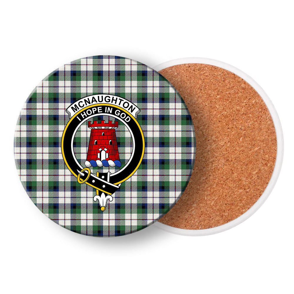 ScotsTee Shop Scottish McNaughton Dress Modern Crest Tartan Drinks Coasters – Wood, Rubber, Ceramic