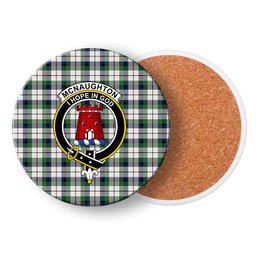 ScotsTee Shop Scottish McNaughton Dress Modern Crest Tartan Drinks Coasters – Wood, Rubber, Ceramic